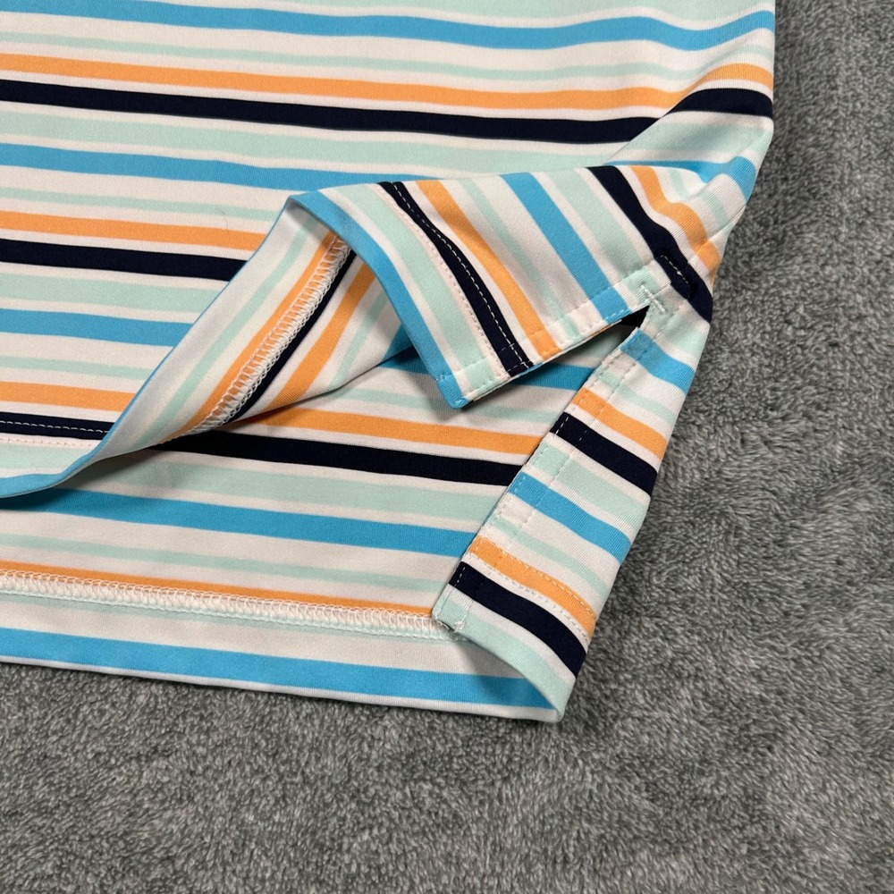 Peter Millar Summer Comfort Kapalua Golf Polo Mens Large Blue Orange Striped L - Picture 4 of 12